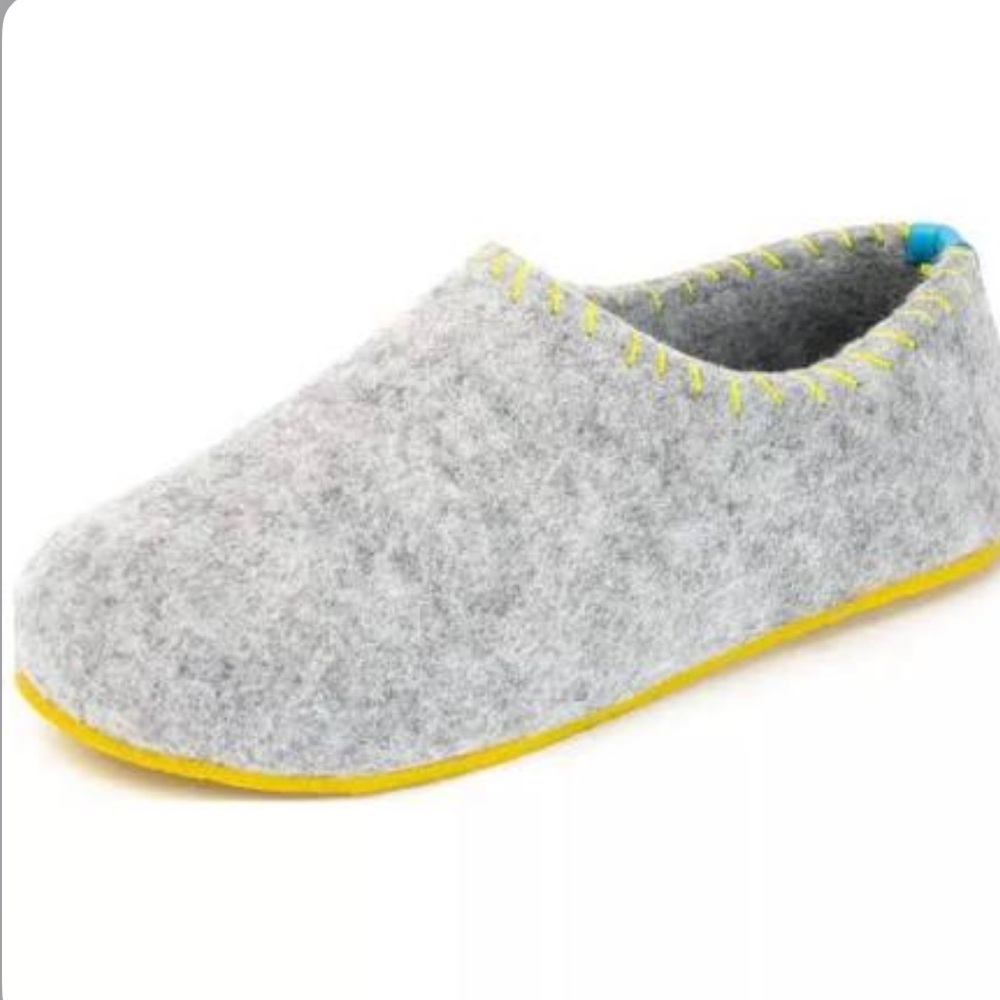 Comfortfusse Gray Yellow Genuine Wool Yew Slipper House Shoes